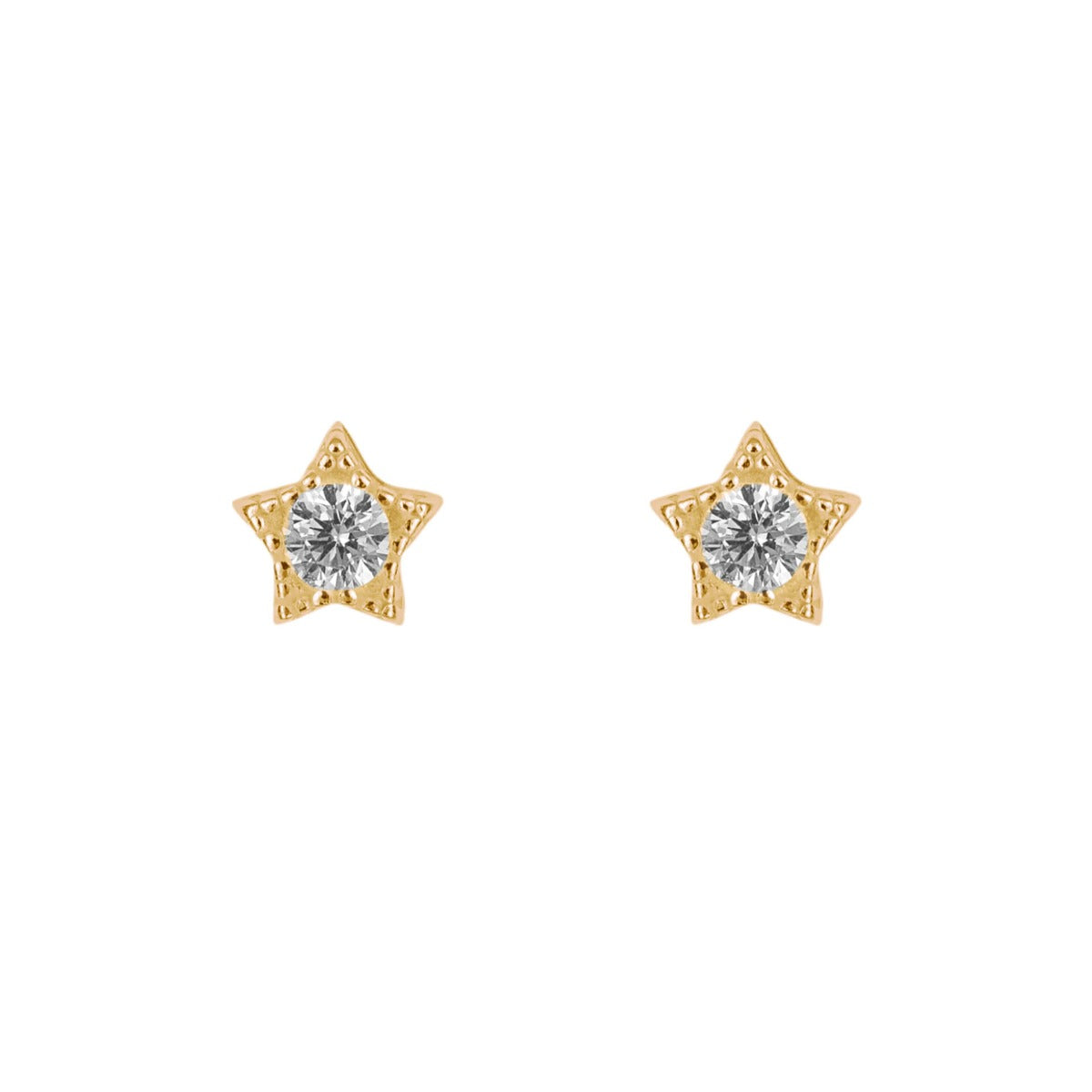 Gecko Jewellery Recycled Sterling Silver Star Studs with Cubic Zirconia