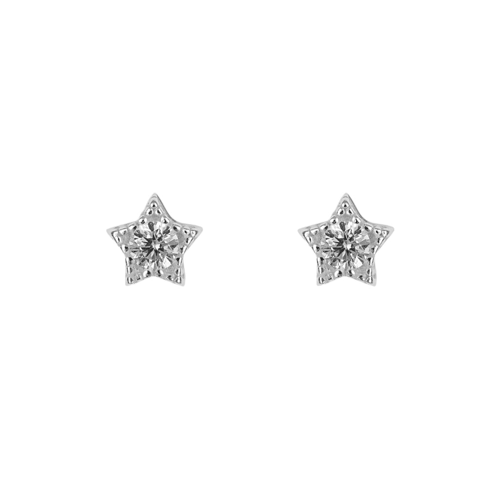 Gecko Jewellery Recycled Sterling Silver Star Studs with Cubic Zirconia