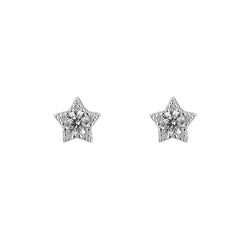 Gecko Jewellery Recycled Sterling Silver Star Studs with Cubic Zirconia