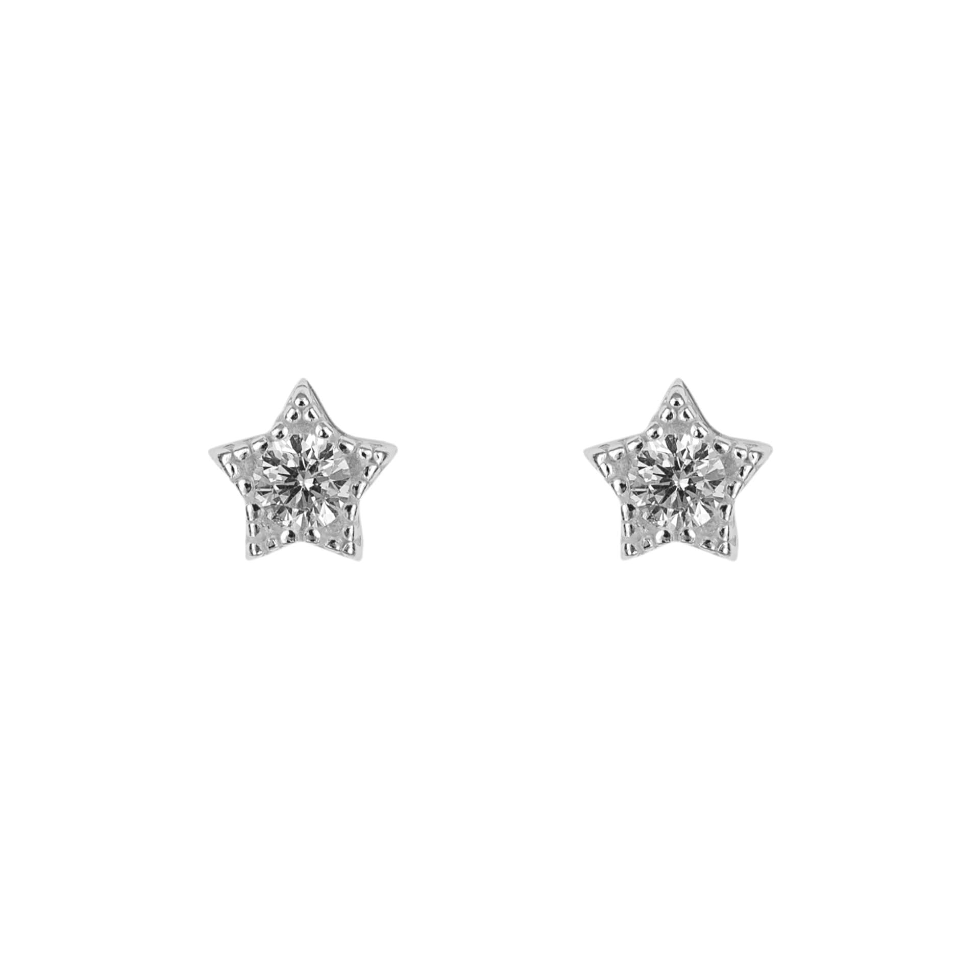 Gecko Jewellery Recycled Sterling Silver Star Studs with Cubic Zirconia