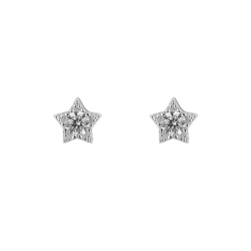 Gecko Jewellery Recycled Sterling Silver Star Studs with Cubic Zirconia