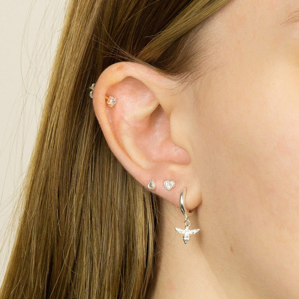Gecko Jewellery Heart Stud Earrings | Recycled Sterling Silver & CZ