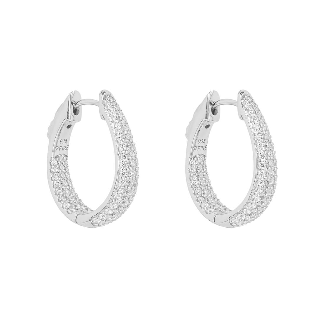 Gecko Jewellery Diamonfire Zirconia Pave Set Hoop Earrings | 1.70ct