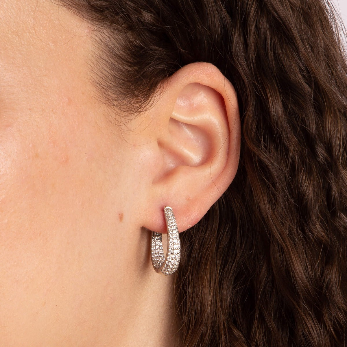 Gecko Jewellery Diamonfire Zirconia Pave Set Hoop Earrings | 1.70ct