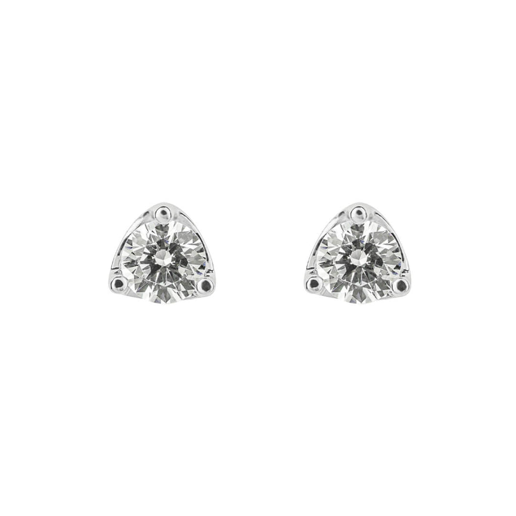 Gecko Jewellery Three Claw Solitaire Stud Earrings with Zirconia Stones