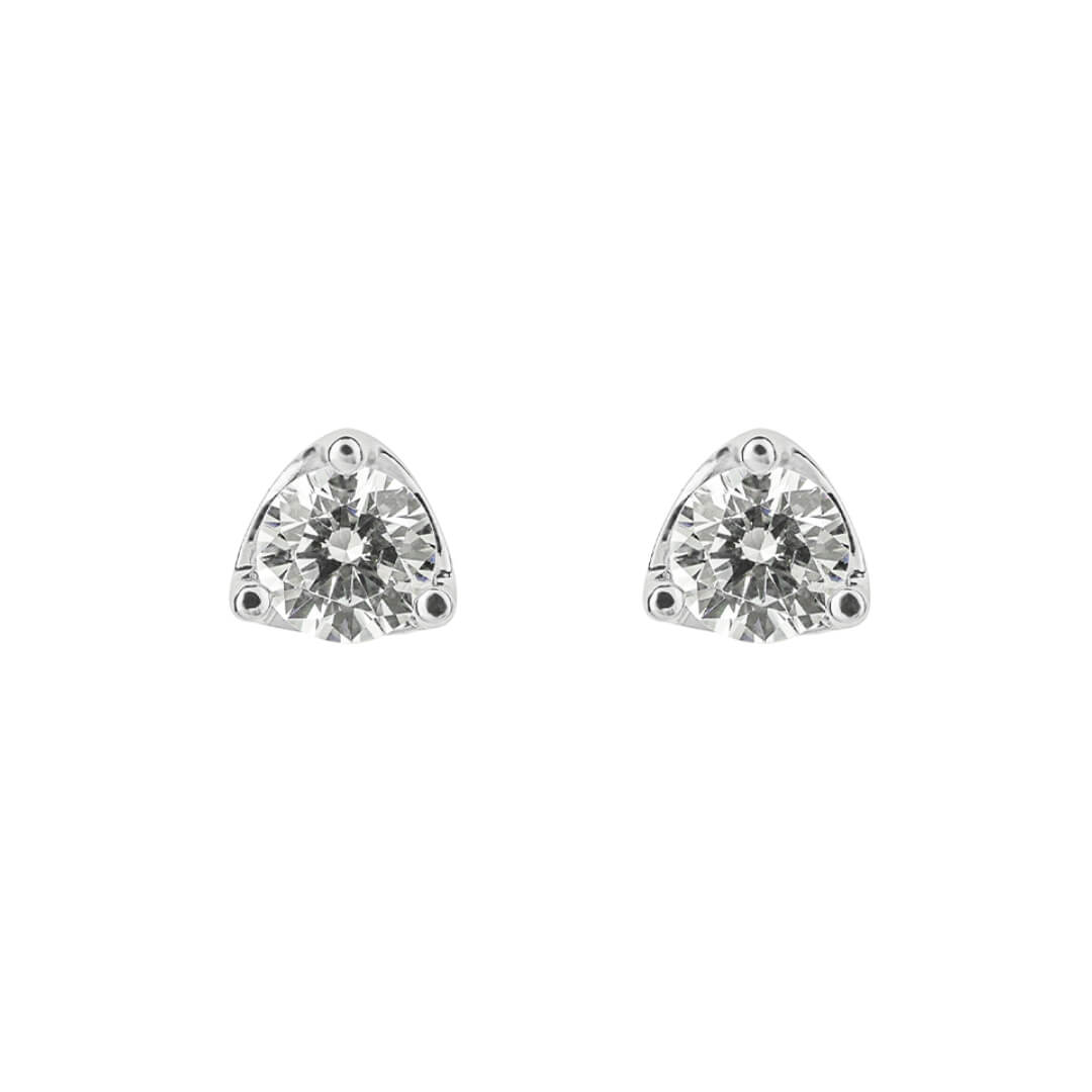Gecko Jewellery Three Claw Solitaire Stud Earrings with Zirconia Stones
