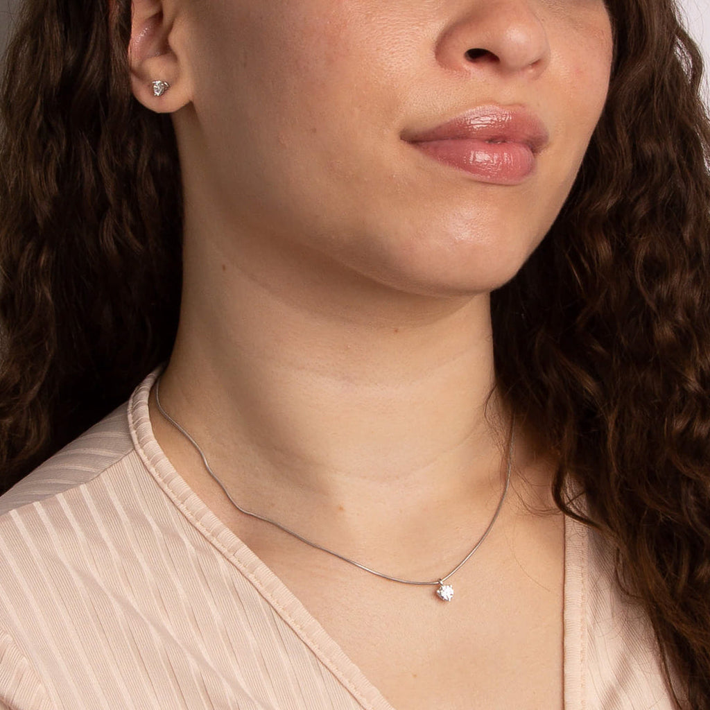 Gecko Jewellery Three Claw Snake Chain Necklace with Zirconia – 45cm