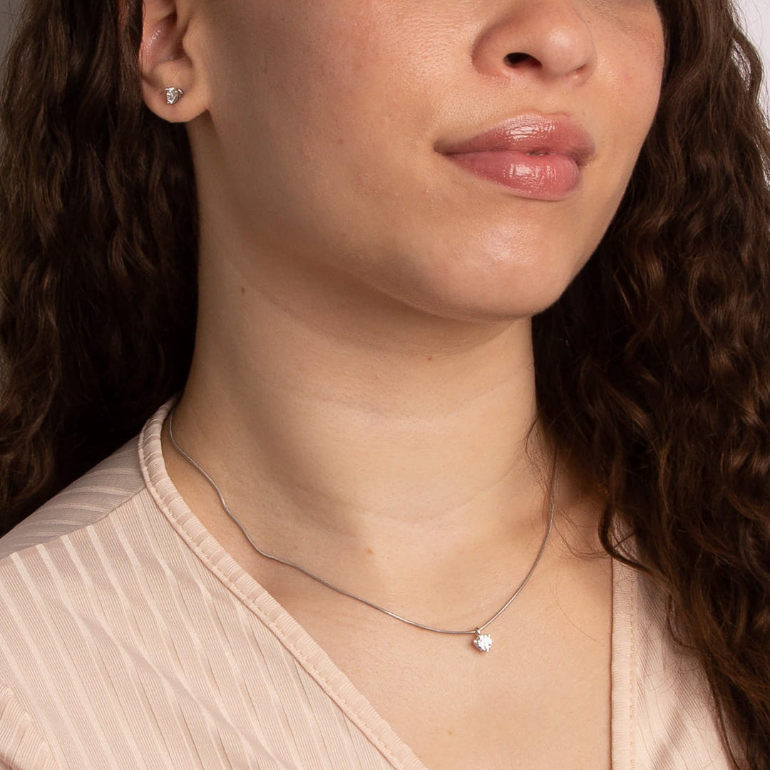 Gecko Jewellery Three Claw Snake Chain Necklace with Zirconia – 45cm