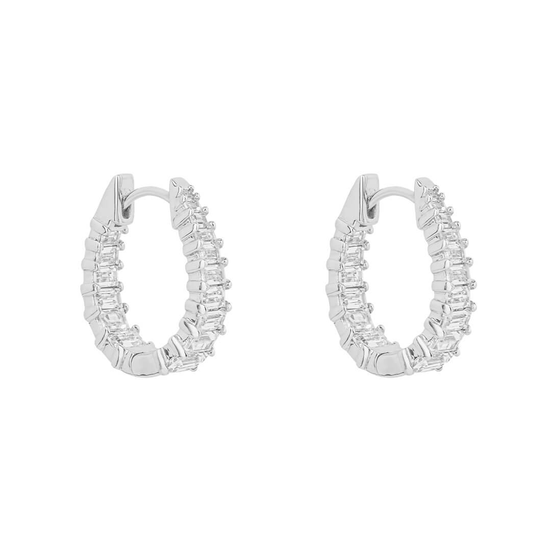 Gecko Jewellery Diamonfire Zirconia Baguette Statement Hoop Earrings