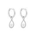 Gecko Jewellery Shell Pearl and Zirconia Pave Assembled Hoop Earrings