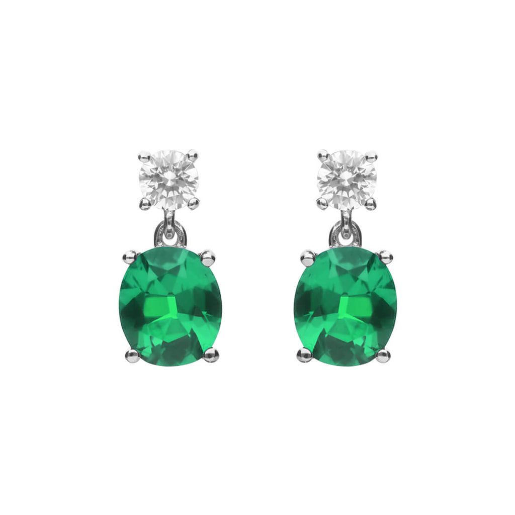 Gecko Jewellery Oval Zirconia Drop Earrings in Sterling Silver