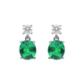 Gecko Jewellery Oval Zirconia Drop Earrings in Sterling Silver