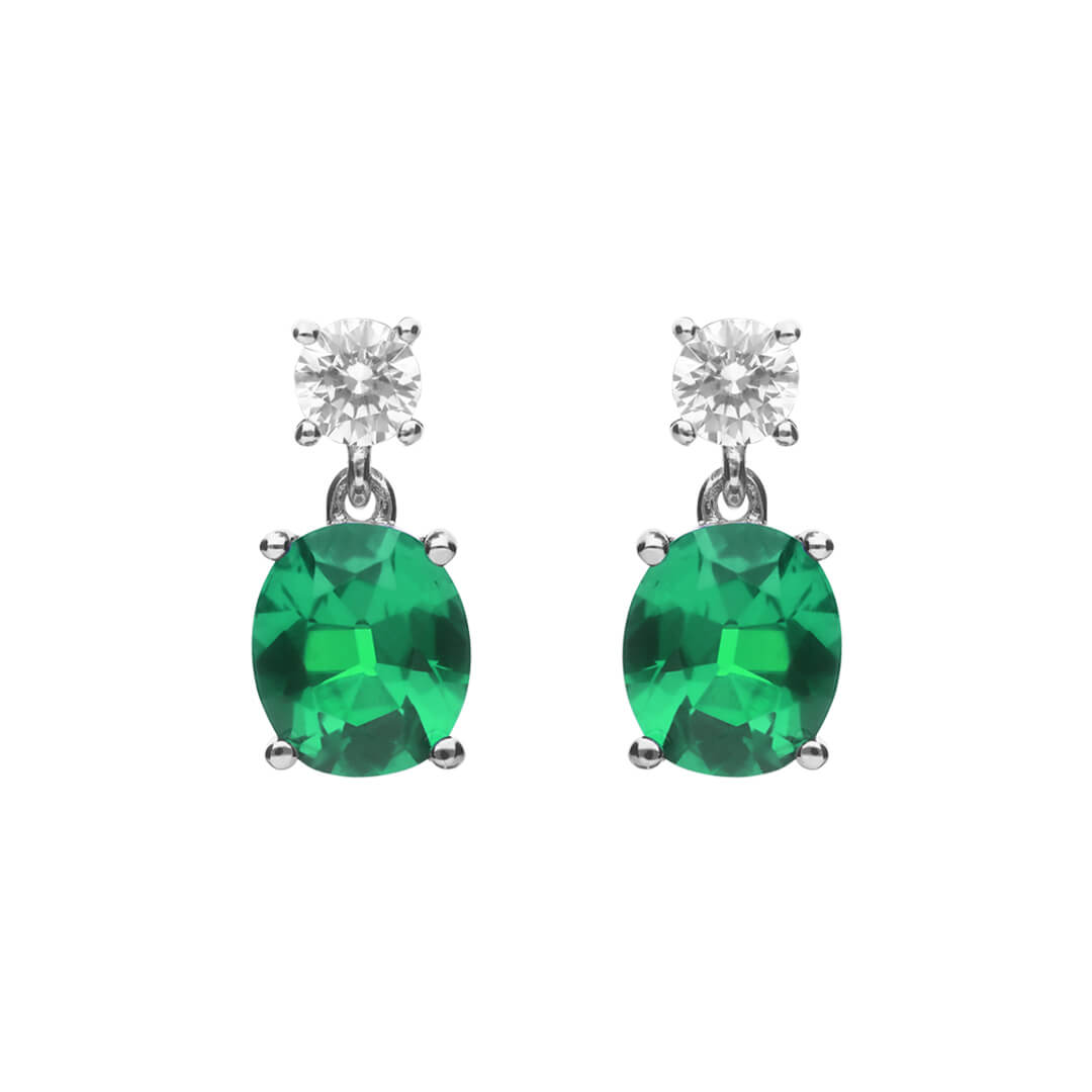 Gecko Jewellery Oval Zirconia Drop Earrings in Sterling Silver