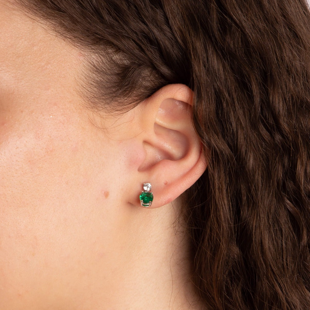 Gecko Jewellery Oval Zirconia Drop Earrings in Sterling Silver