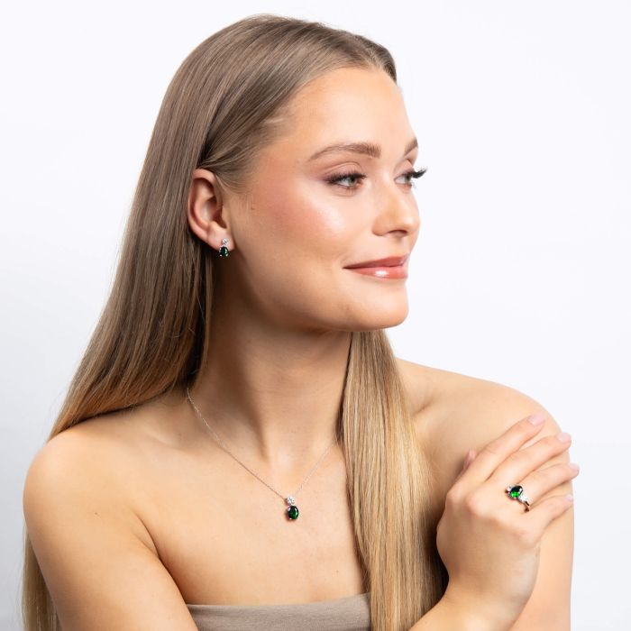 Diamonfire Oval Trilogy Ring | Sterling Silver Zirconia Jewellery