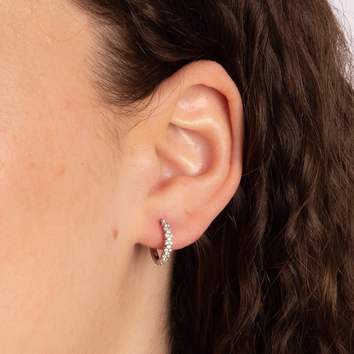Gecko Jewellery Dainty Pave Cluster Hoop Earrings with Zirconia