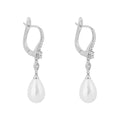 Gecko Jewellery Shell Pearl and Zirconia Drop Lever Hook Earrings