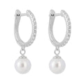 Gecko Jewellery | Pearl Drop Pave Cubic Zirconia Hoop Earrings