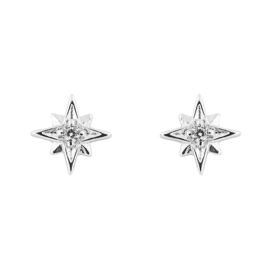 Gecko Jewellery Starburst Stud Earrings | Recycled Sterling Silver CZ