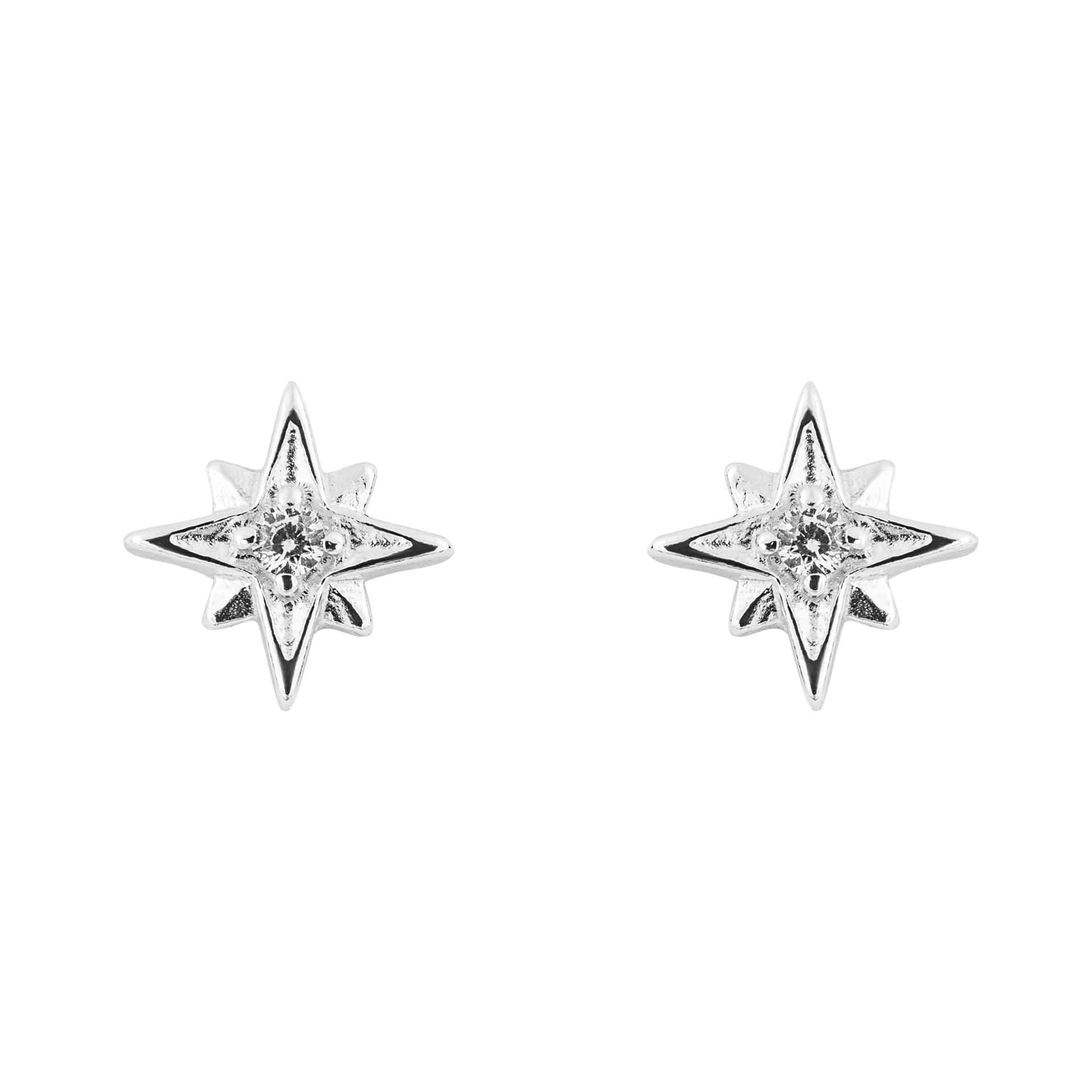 Gecko Jewellery Starburst Stud Earrings | Recycled Sterling Silver CZ