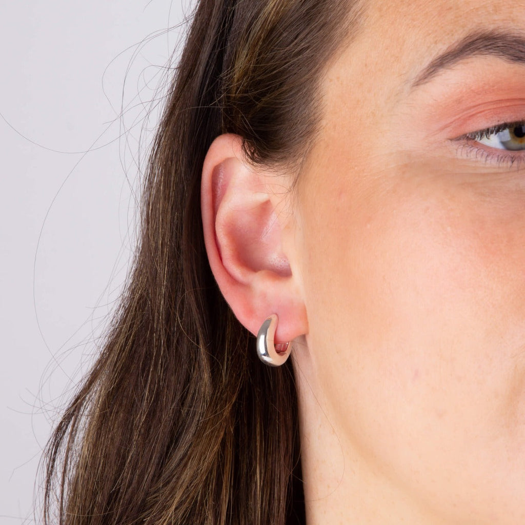 Gecko Jewellery Recycled Sterling Silver Rounded Huggie Hoop Earrings