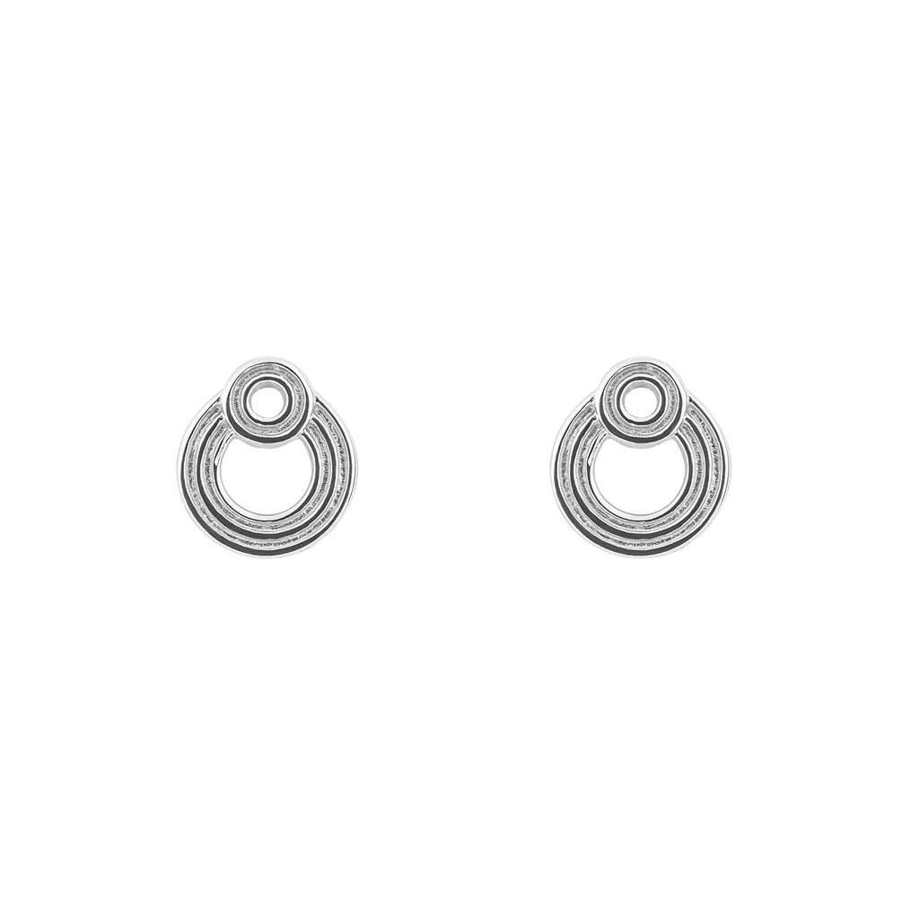 Gecko Jewellery Ridged Double Open Circle Studs in Sterling Silver