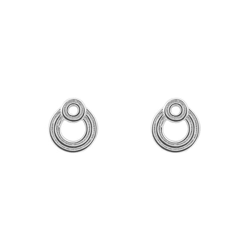 Gecko Jewellery Ridged Double Open Circle Studs in Sterling Silver