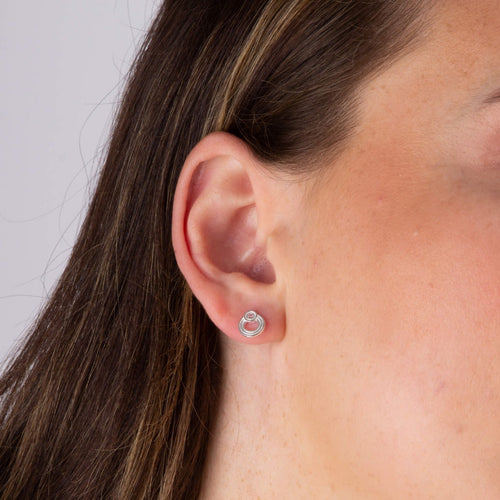 Gecko Jewellery Ridged Double Open Circle Studs in Sterling Silver