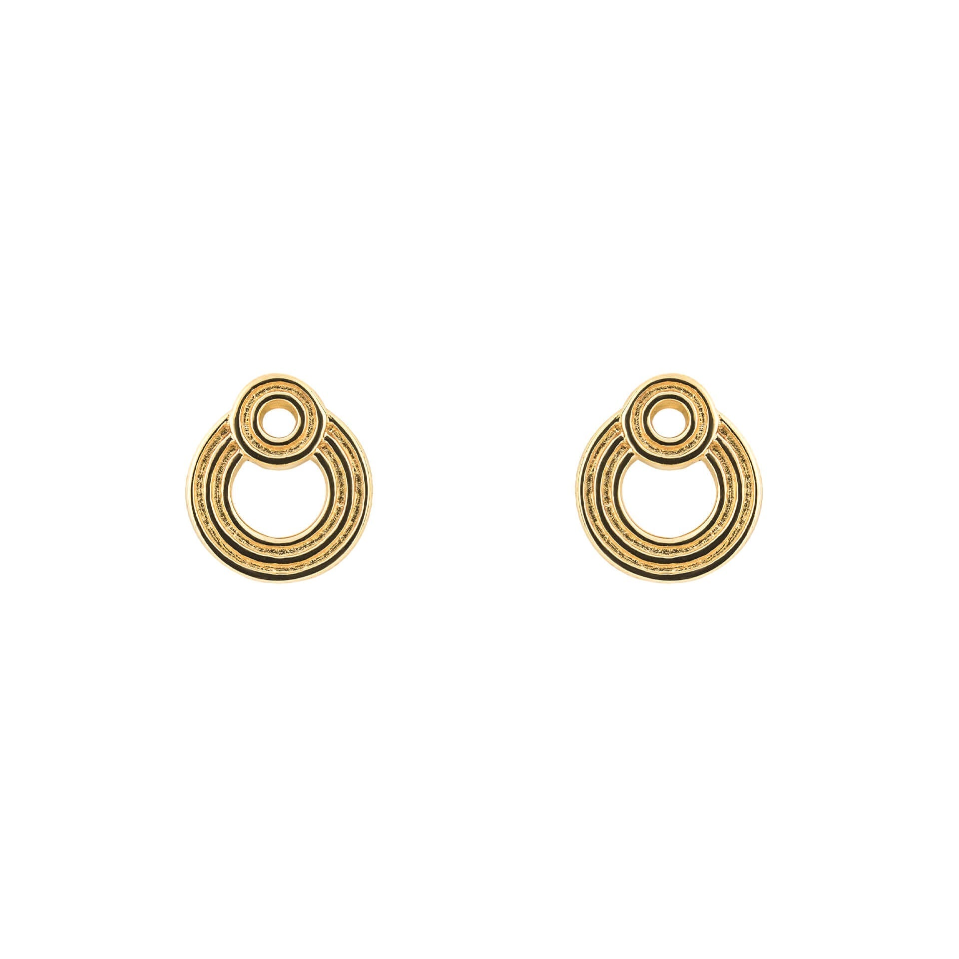 Gecko Jewellery Ridged Double Open Circle Studs in Sterling Silver