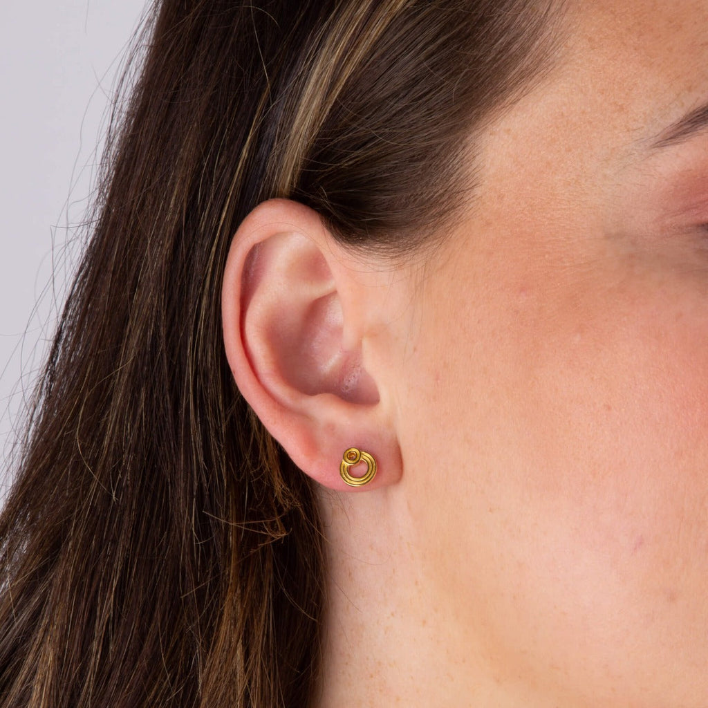 Gecko Jewellery Ridged Double Open Circle Studs in Sterling Silver