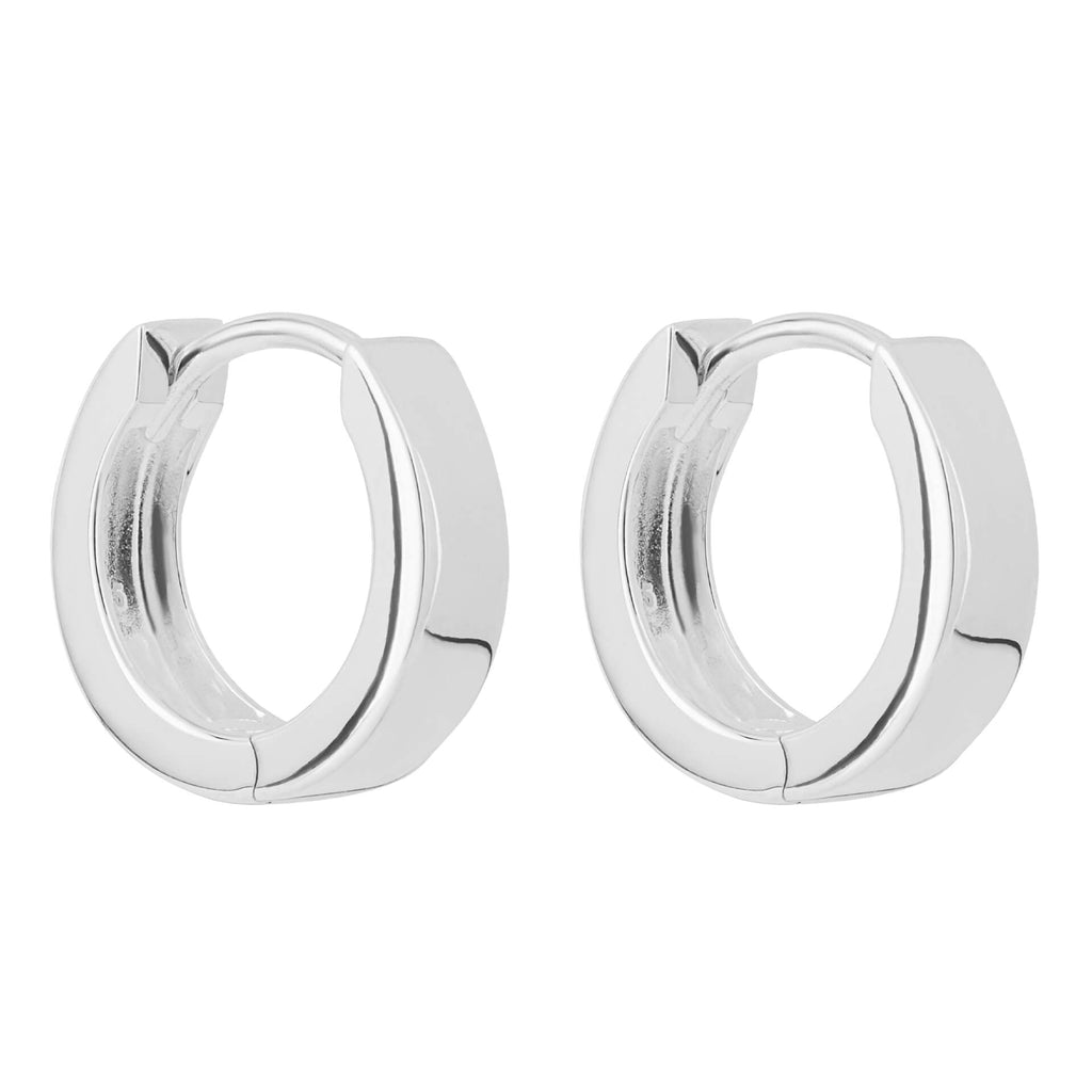 Gecko Jewellery Flat Profile Huggie Hoop Earrings in Sterling Silver