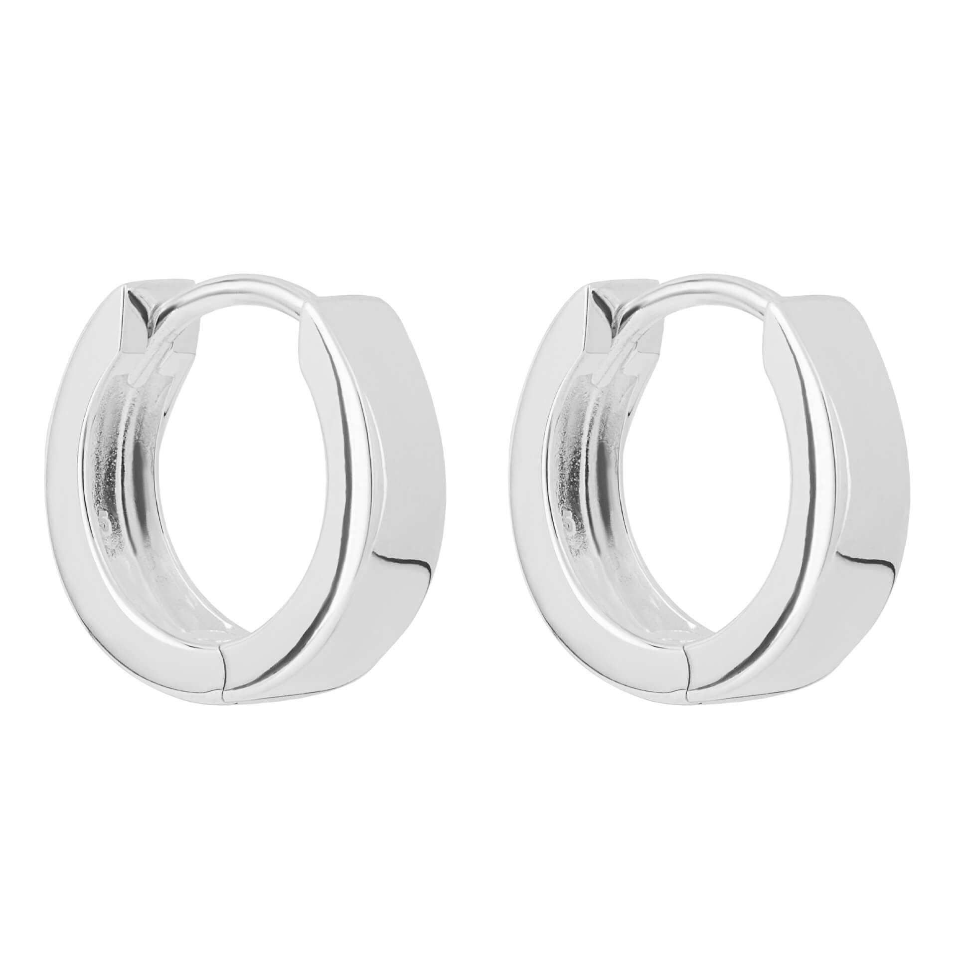 Gecko Jewellery Flat Profile Huggie Hoop Earrings in Sterling Silver