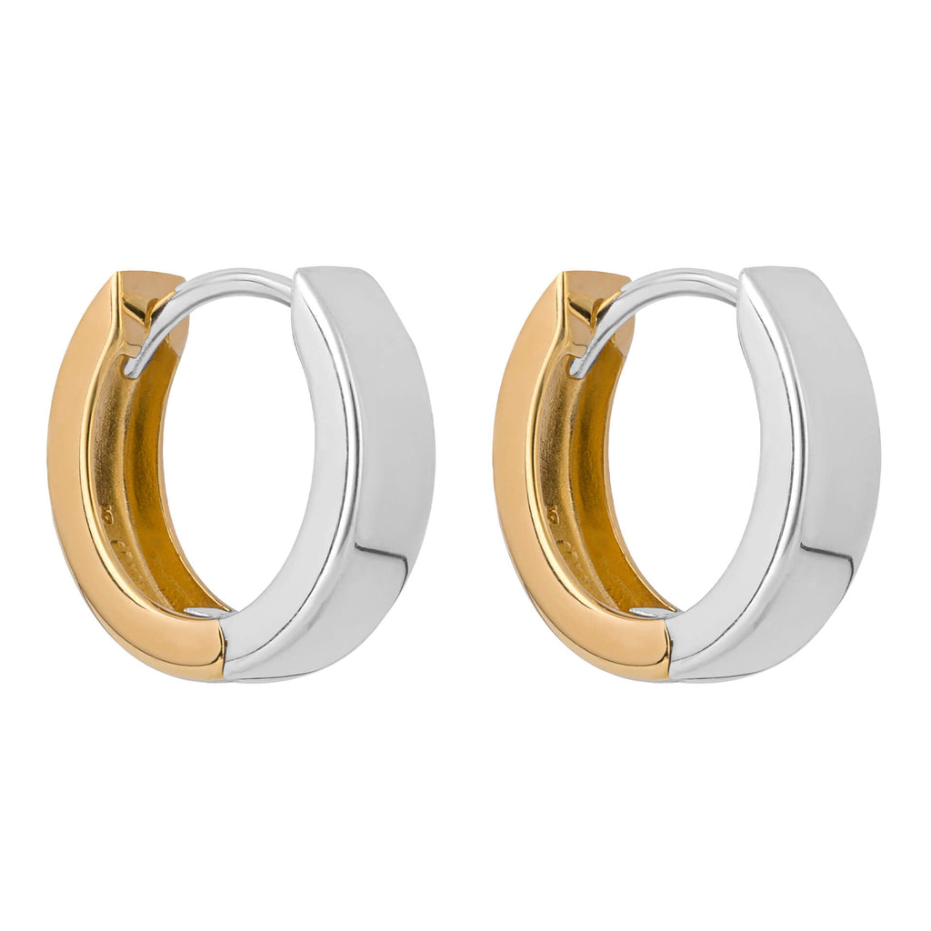 Gecko Two Tone Flat Huggie Hoop Earrings | Recycled Sterling Silver