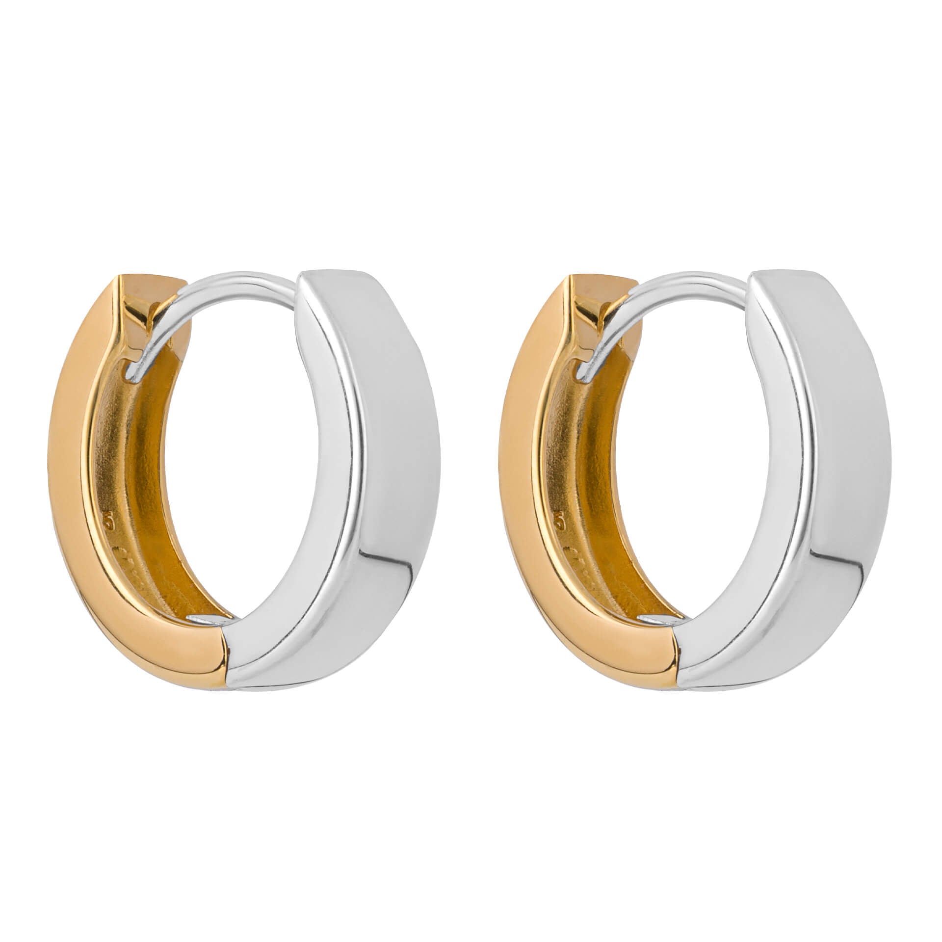 Gecko Two Tone Flat Huggie Hoop Earrings | Recycled Sterling Silver