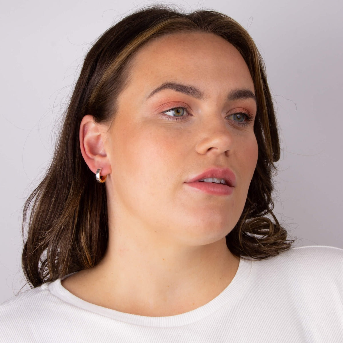 Gecko Two Tone Flat Huggie Hoop Earrings | Recycled Sterling Silver