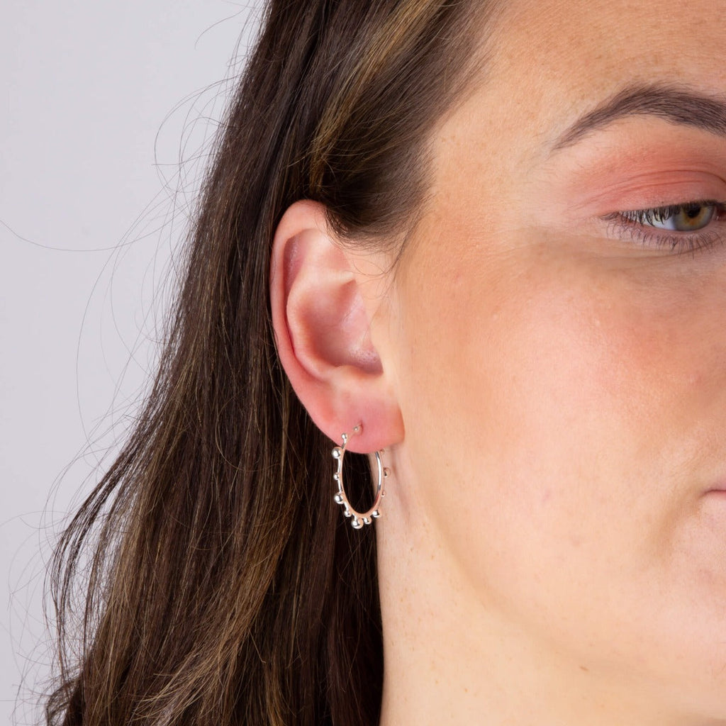 Ball Hoop Earrings | Gecko Jewellery Recycled Sterling Silver Hoops