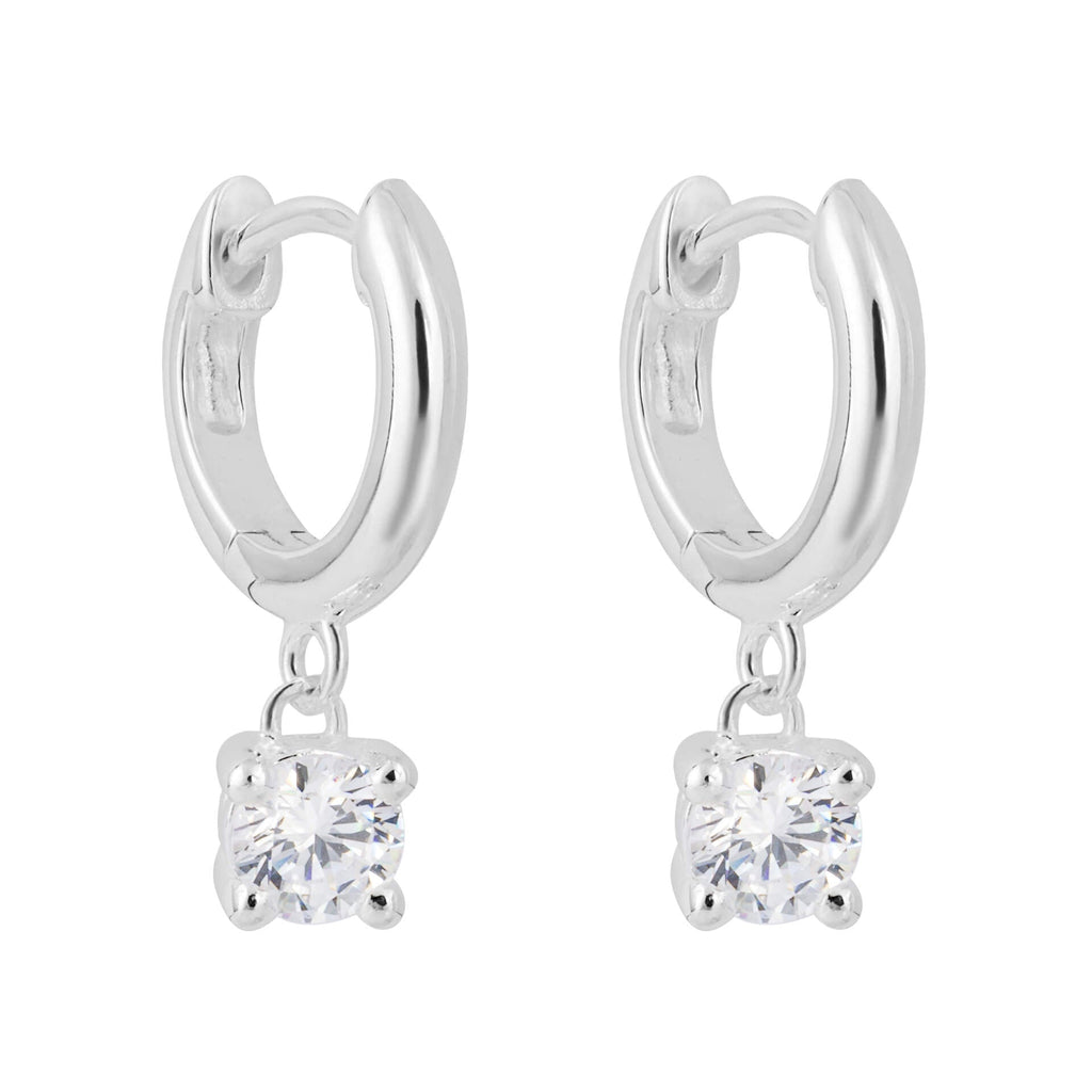 Gecko Jewellery Recycled Sterling Silver Cubic Zirconia Huggie Hoops