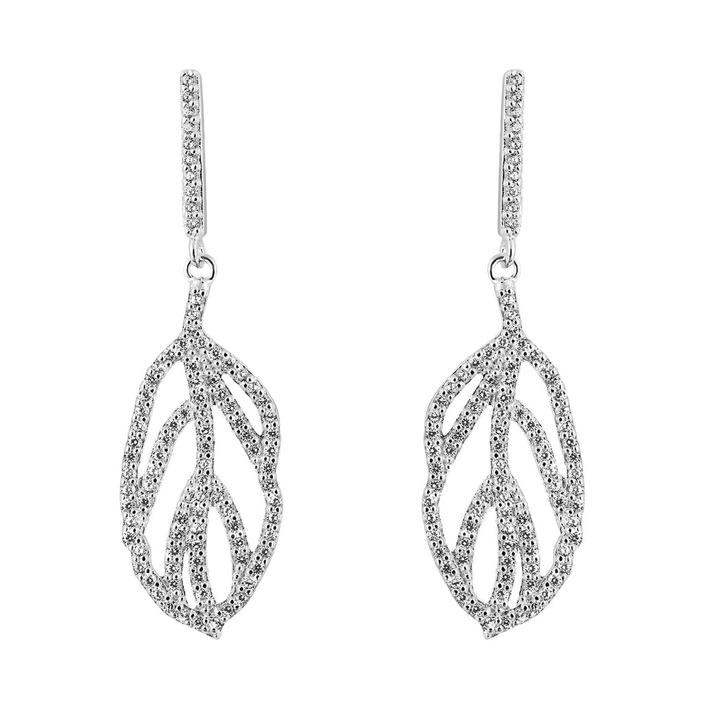 Gecko Jewellery Organic Leaf Drop Earrings in Recycled Sterling Silver