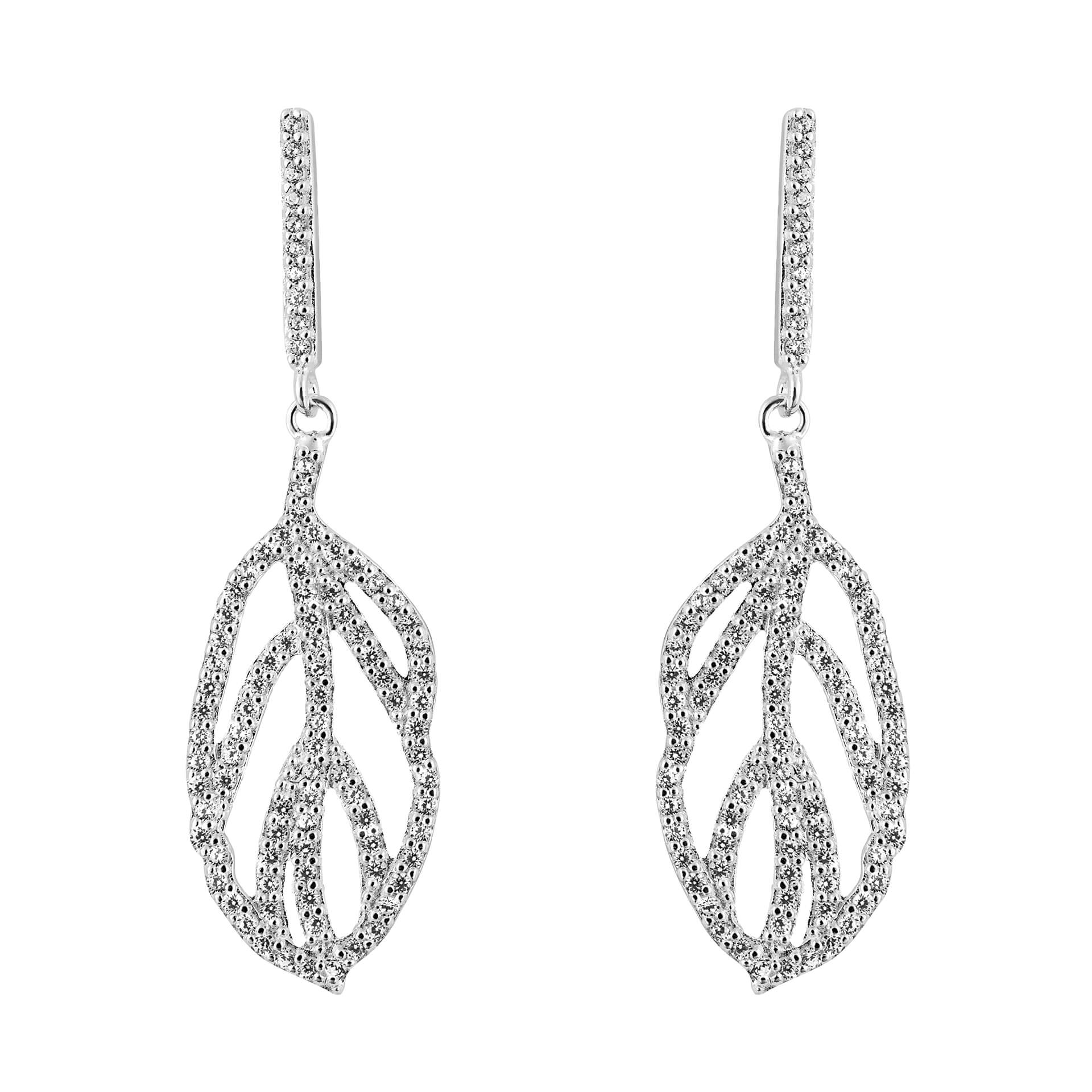 Gecko Jewellery Organic Leaf Drop Earrings in Recycled Sterling Silver