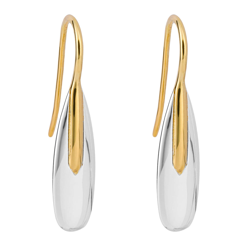 Gecko Jewellery Elongated Pebble Drop Earrings in Yellow Gold Plating