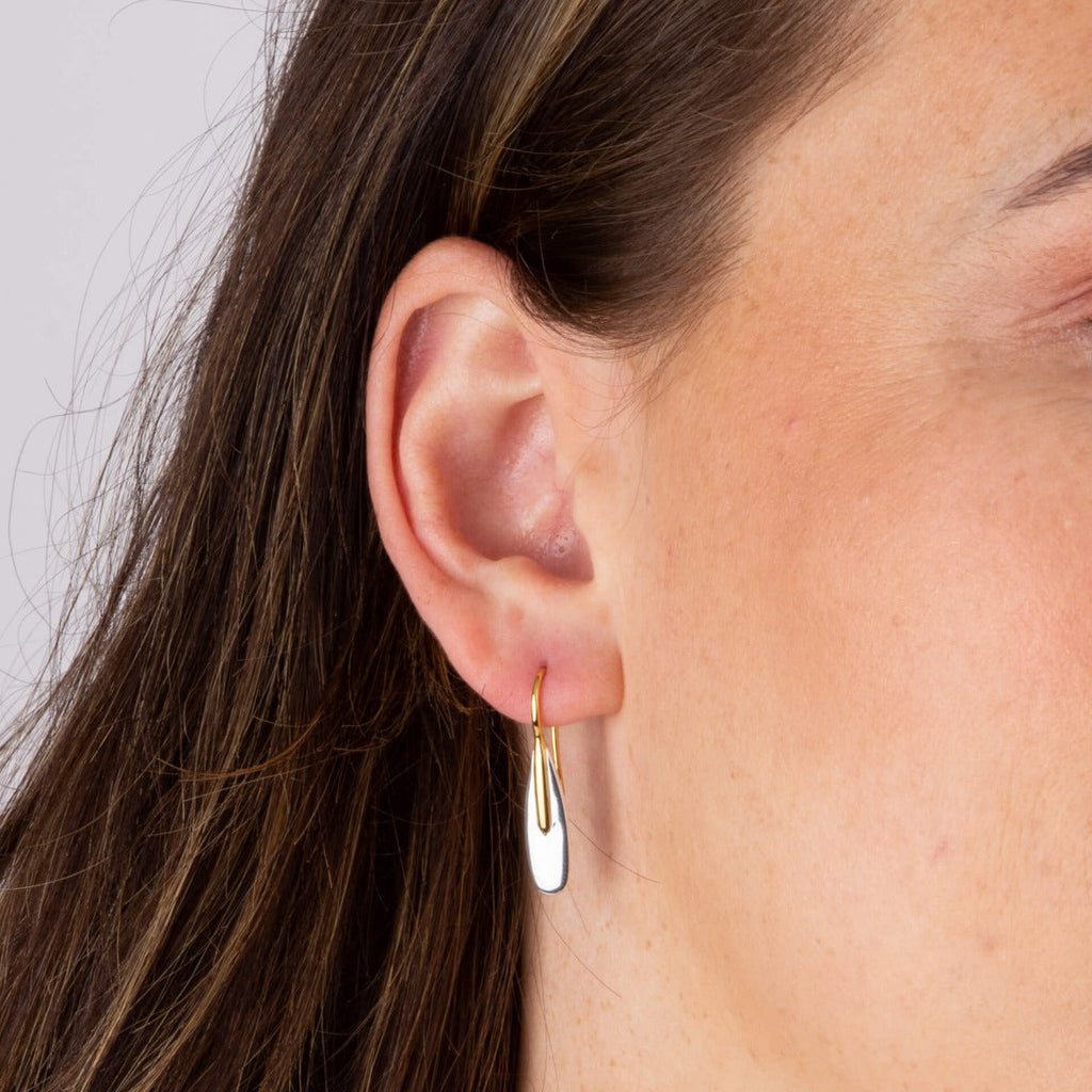 Gecko Jewellery Elongated Pebble Drop Earrings in Yellow Gold Plating