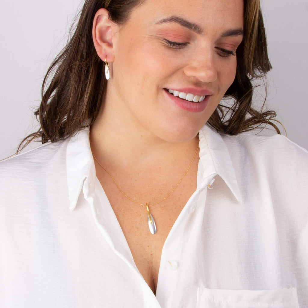 Gecko Jewellery Elongated Pebble Drop Earrings in Yellow Gold Plating