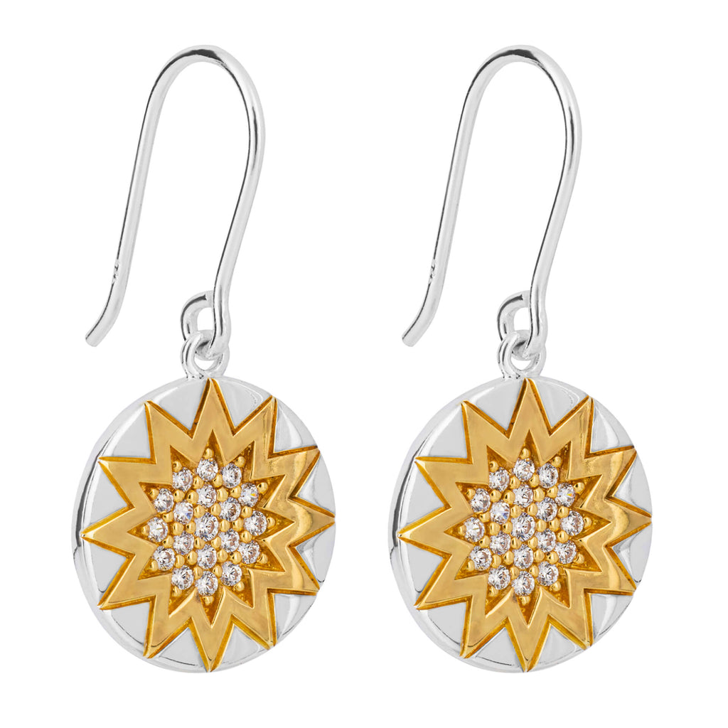 Gecko Jewellery Day and Night Drop Earrings in Gold Plated Silver