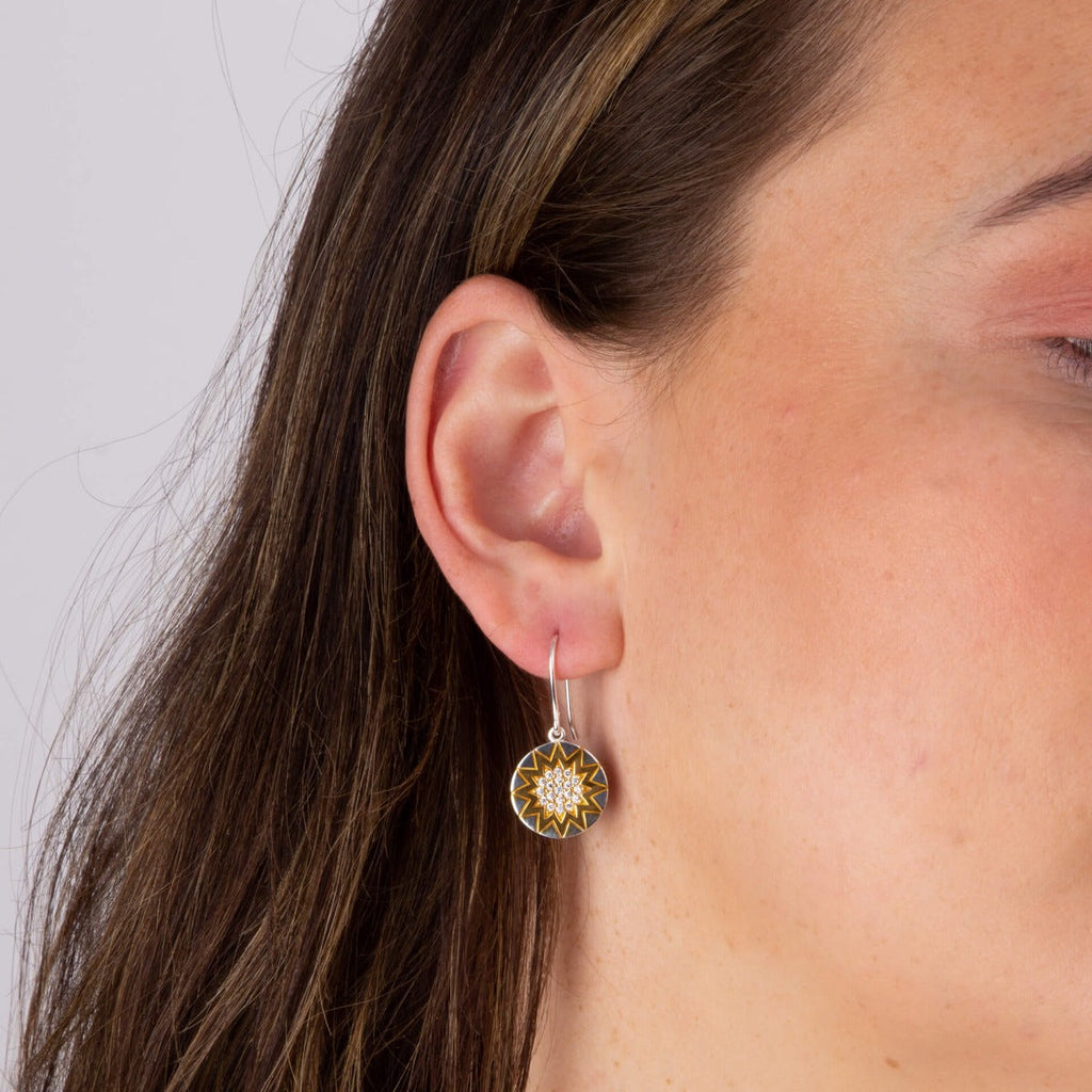 Gecko Jewellery Day and Night Drop Earrings in Gold Plated Silver