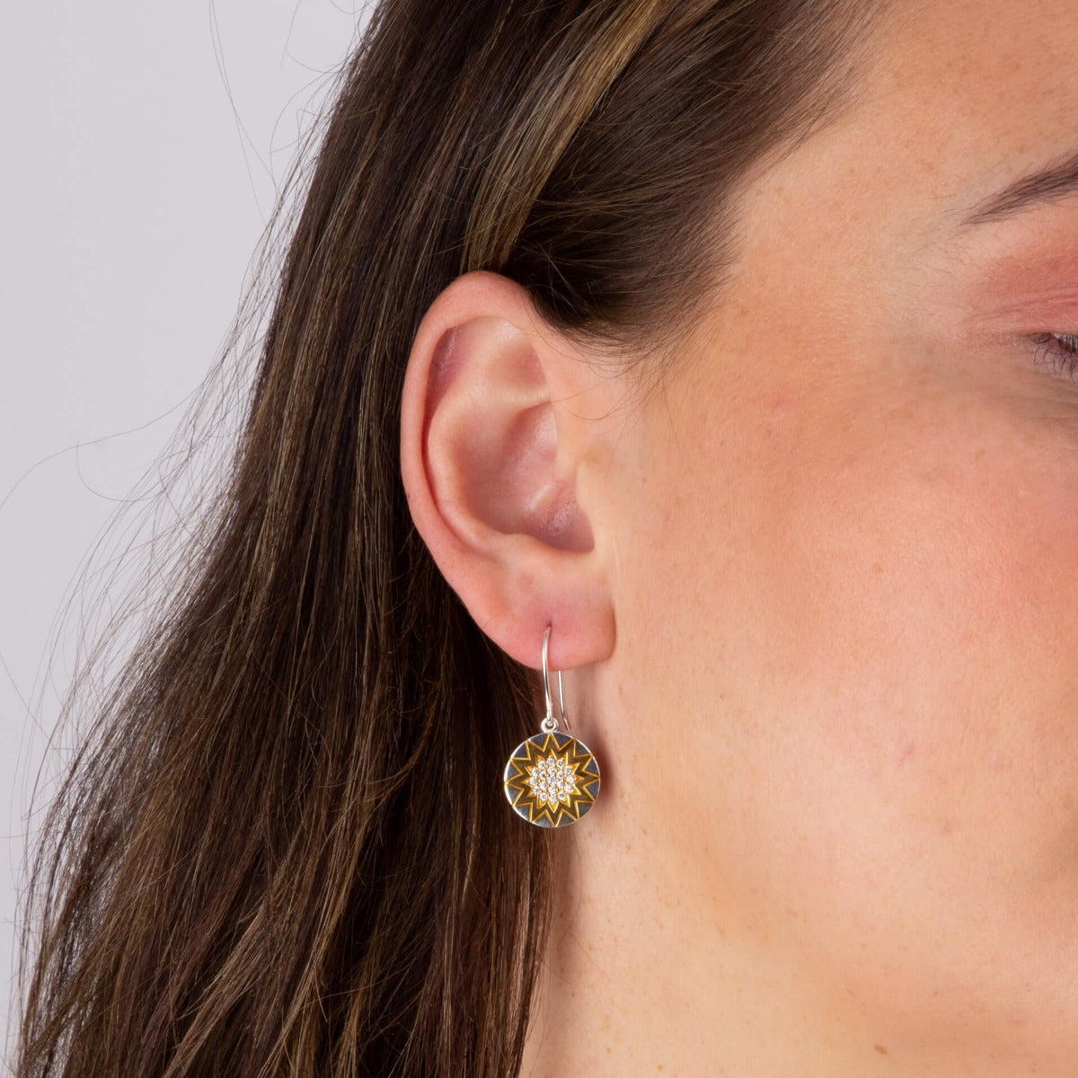 Gecko Jewellery Day and Night Drop Earrings in Gold Plated Silver