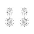 Gecko Jewellery Double Flower Drop Earrings in Sterling Silver & CZ