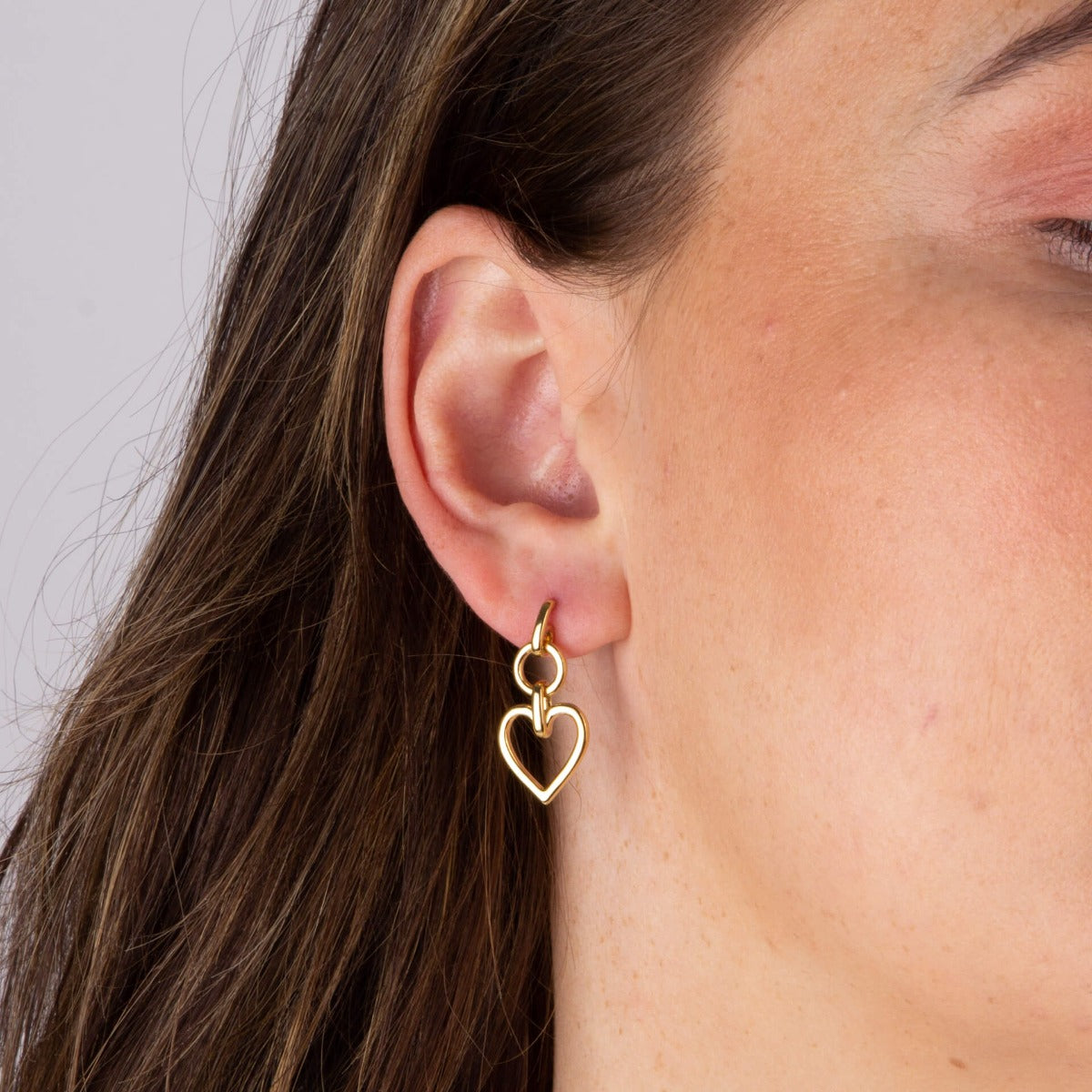 Gecko Jewellery Open Heart Drop Earrings – Recycled Sterling Silver