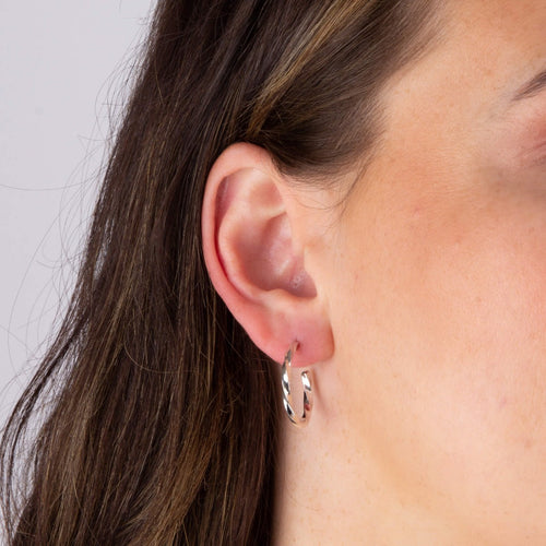 Gecko Jewellery Twisted 3/4 Hoop Earrings in Recycled Sterling Silver