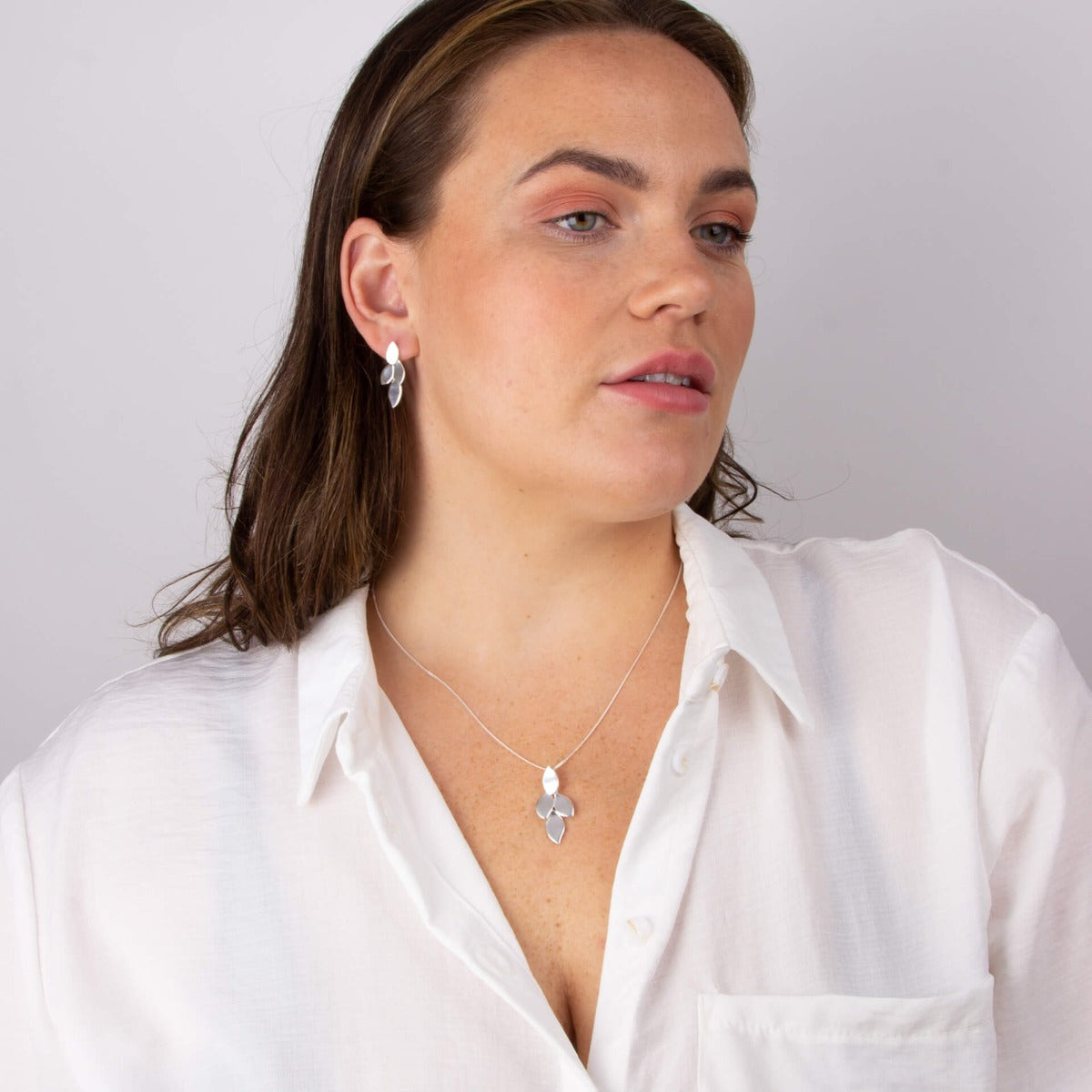 Gecko Jewellery Flowing Petals Drop Earrings in Recycled Sterling Silver
