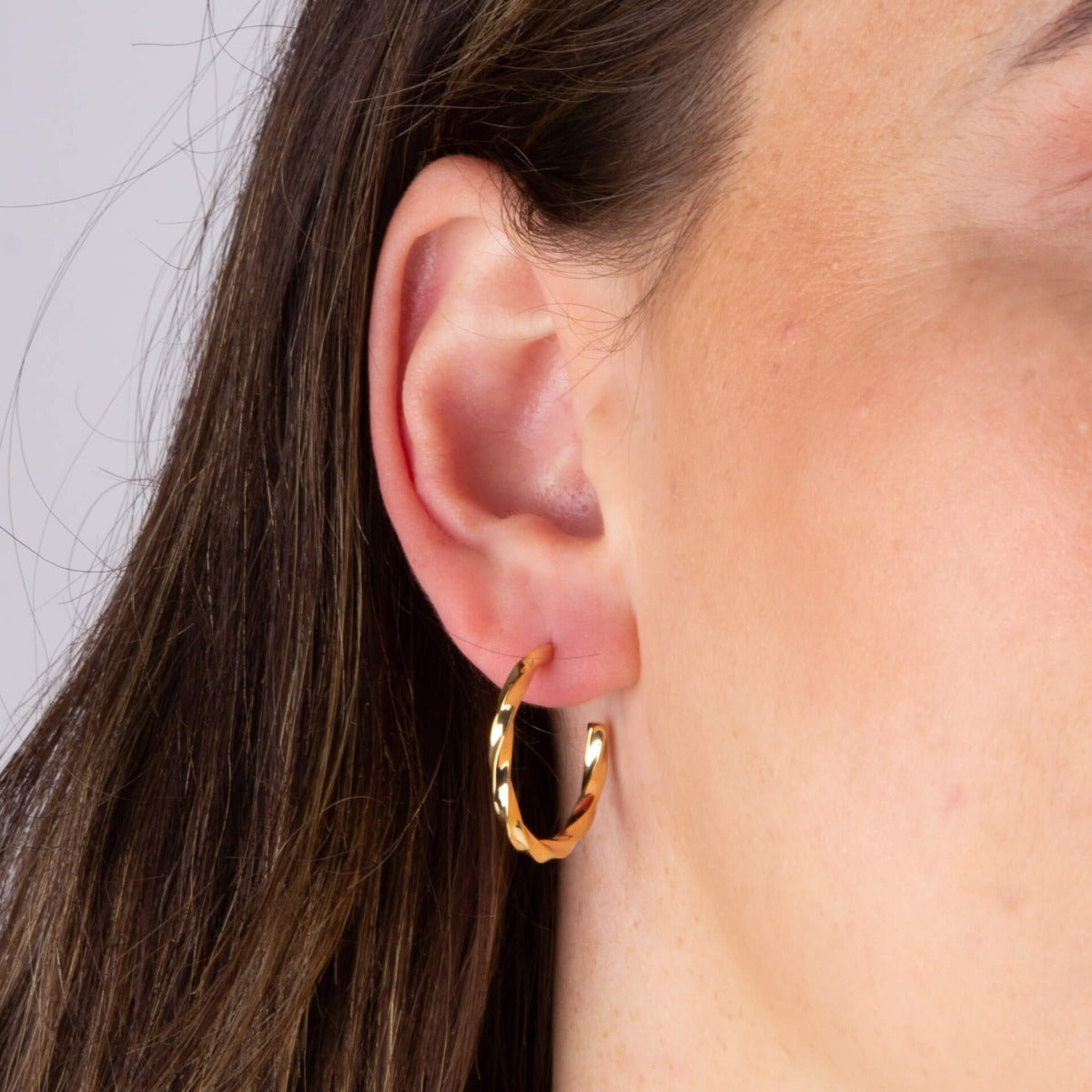 Gecko Jewellery Twisted 3/4 Hoop Earrings in Recycled Sterling Silver
